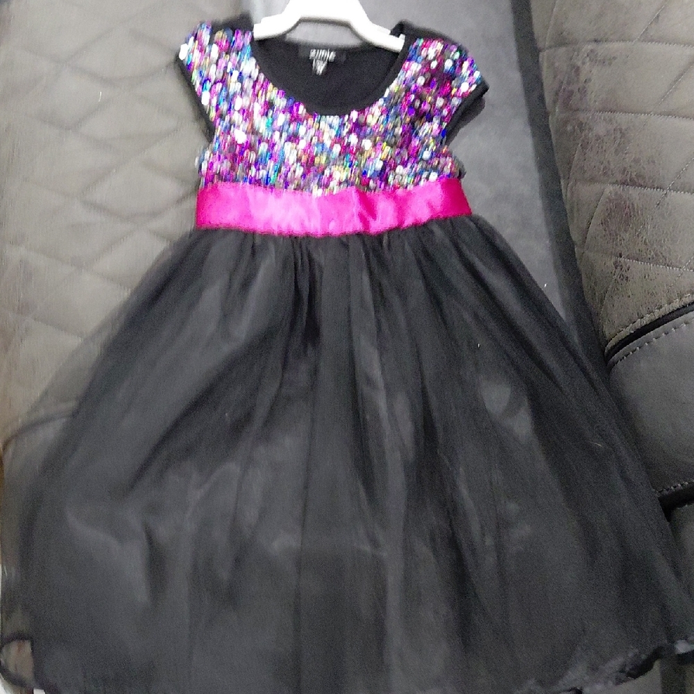 Zunie Black and Pink Sequin Kids Formal Dress